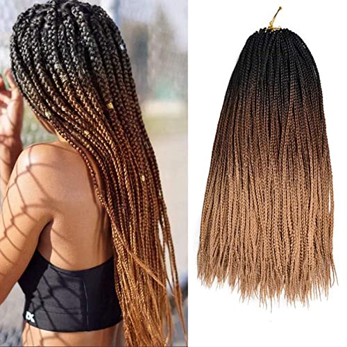 TAOYEMY Box Braids Crochet Hair Extensions 24 Inch 6 Packs, 22 Strands/Pack, Synthetic Braiding Hair for Women & Girls (T1B/30/27#, 24 inch)