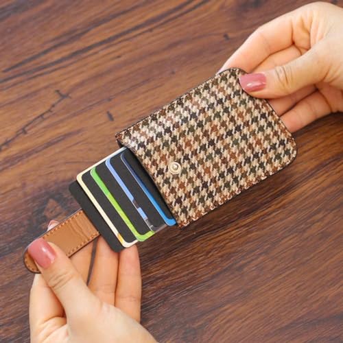 Brown Slim Minimalist Wallet, PU Leather Pull-Out Credit Card Holder, Hidden Small Card Wallet Card Bag Holders for Men and Women Card and ID Cases4