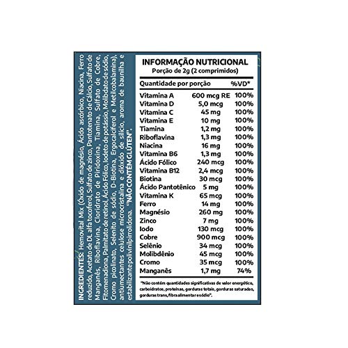 Hemovital Multivitamínico 22 vitaminas e minerais A Z 60 Tabs vegano - Lauton Nutrition