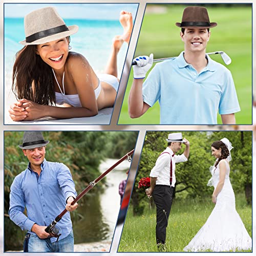 Haysandy 10 Pack Sombreros Fedora 1920s para Hombre miniatura 4
