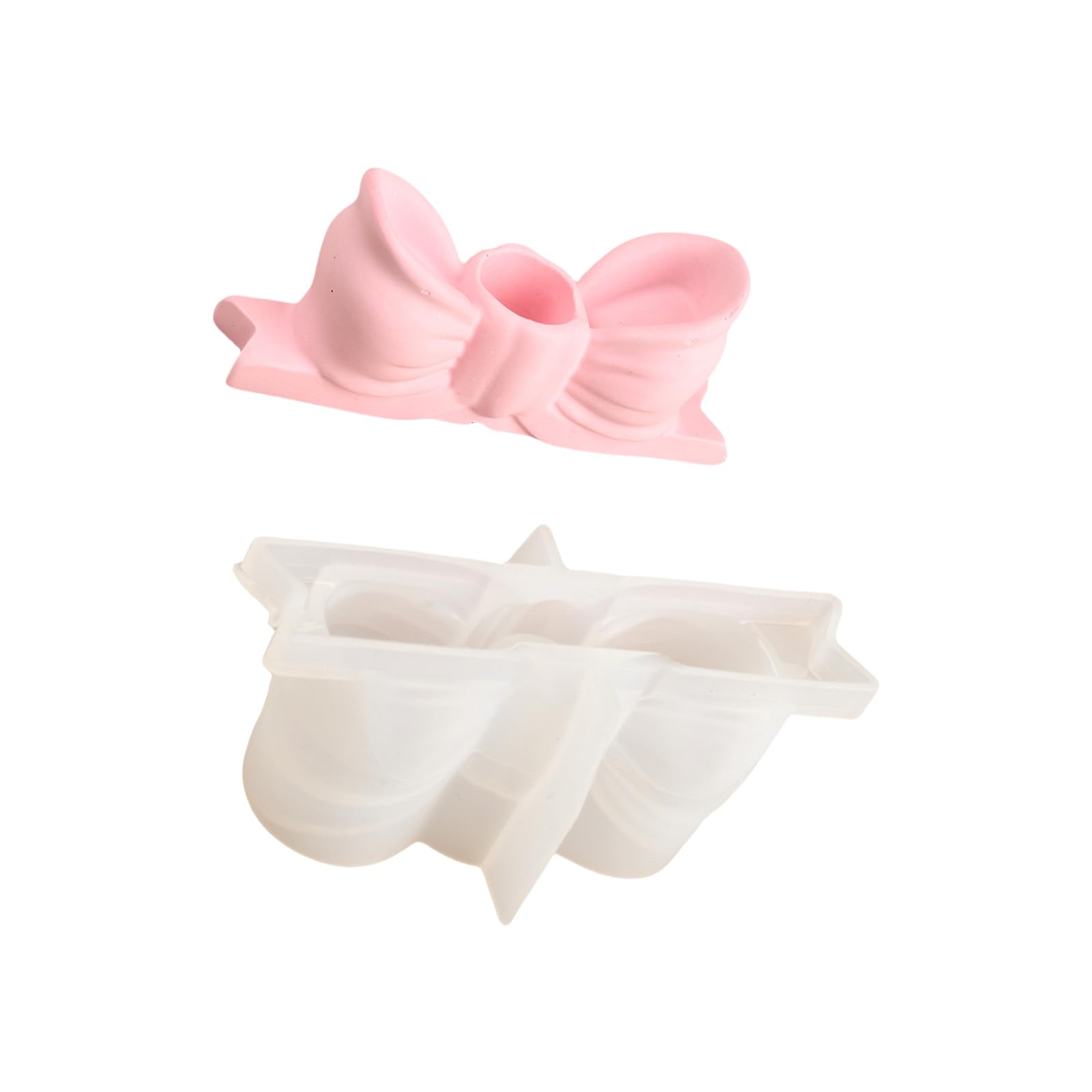 RAFGALDEX 3D Bows Candlestick Bowtie Concrete Holder Silicone Molds Castings Molds Epoxy Resin Bowknot Candlestick Silicone