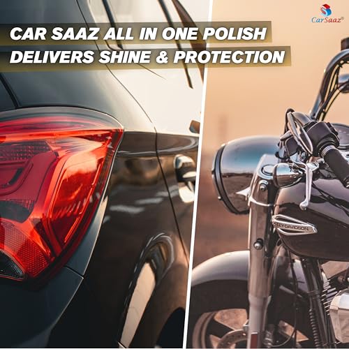 Image of CAR SAAZ All in One Car & Bike Polish 380ml | Multipurpose Polish for Interior, Exterior, Plastic, Leather, Dashboard & All Surfaces | Instant Shine & Long-Lasting Protection