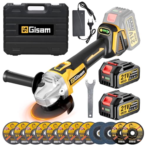 Gisam Meuleuse d’angle sans fil - 2 batteries de 4000...