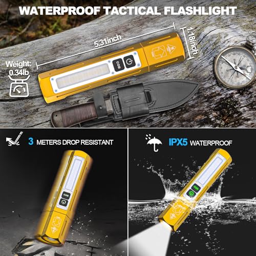 Image of Rechargeable Magnetic Flashlights, Bright Small Powerful Pocket Flashlight | High Lumens Dual Button Tactical Flash Light, 12H Runtime, 8 Modes Zoomable, One-Press Off for Car,Home,Camping,Emergency