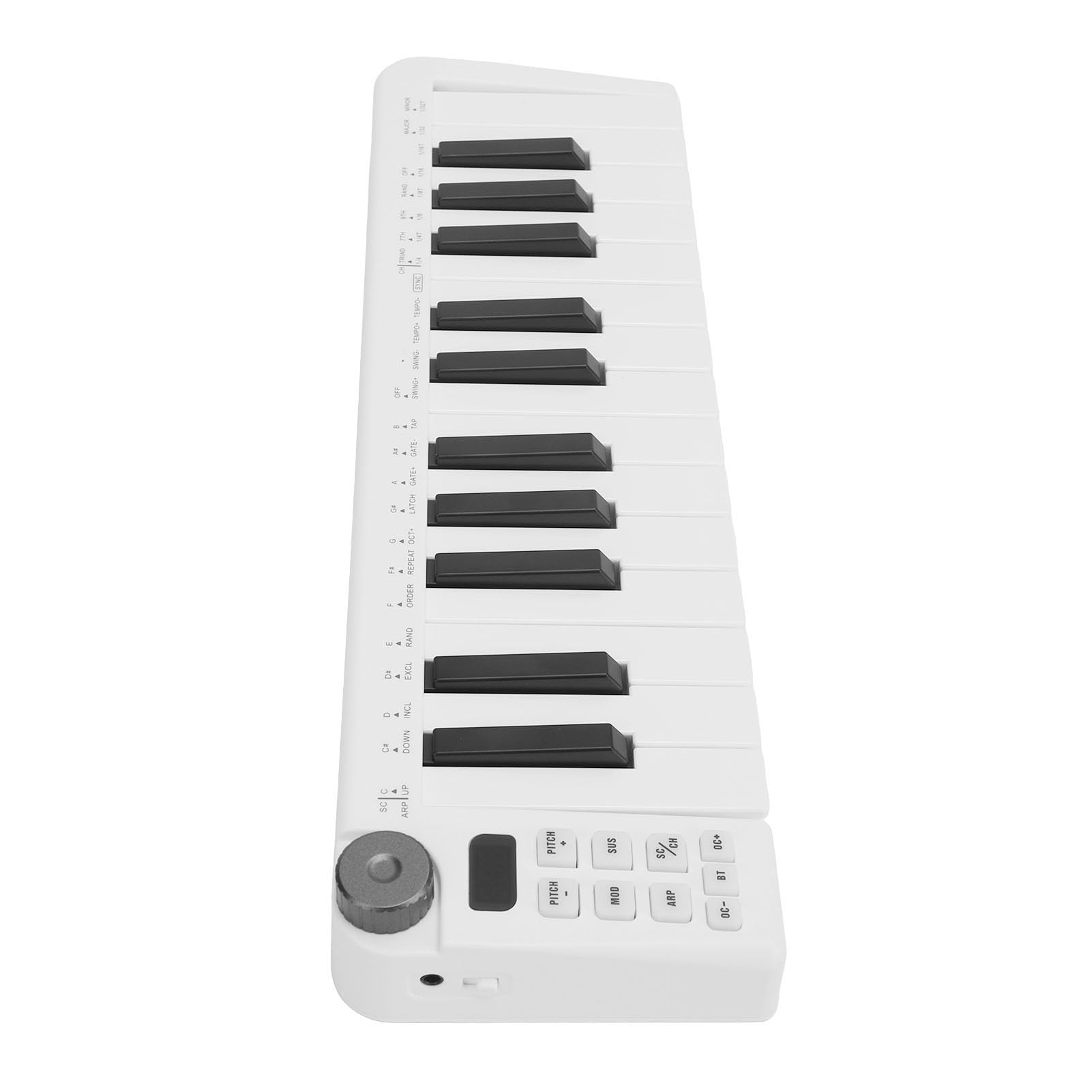 Controlador de Teclado MIDI de 25 Teclas, Material ABS, Controlador MIDI USB Portátil con Teclas Sensibles y Conexión Inalámbrica para Producción Musical
