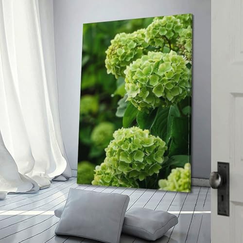 Hortensia vert sphérique ZHOUKEG création murale d'exception 20 x 30 cm