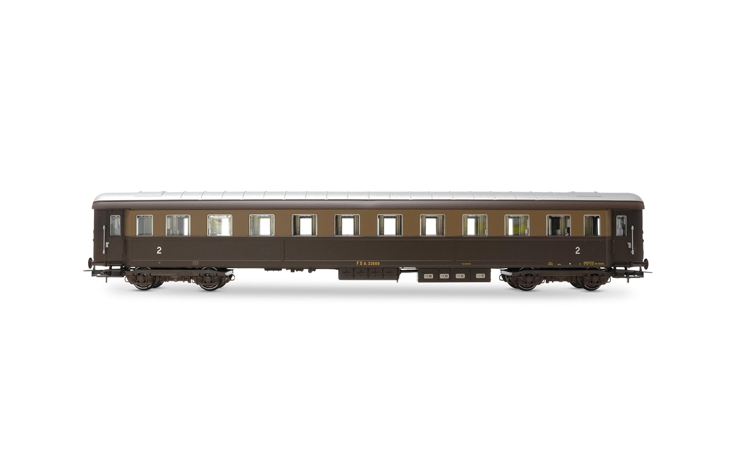 Rivarossi Hr4367 FS, Confezione da 2 unità Bz 33010 Tipo 1946 2A Classe, Una con Scompartimento 'Ristoro', Livrea Castano, Isabella, Episodio Iiib, Materiale Rotabile per Carrozze