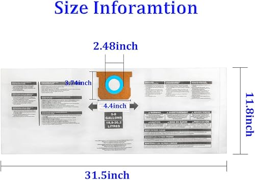 Miniatura 2 de Bolsa de filtro de vacío, se adapta a bolsas de aspiradora de 5-8 galones, bolsa de colector de polvo al vacío, tipo E 90661 9066100 906-611
