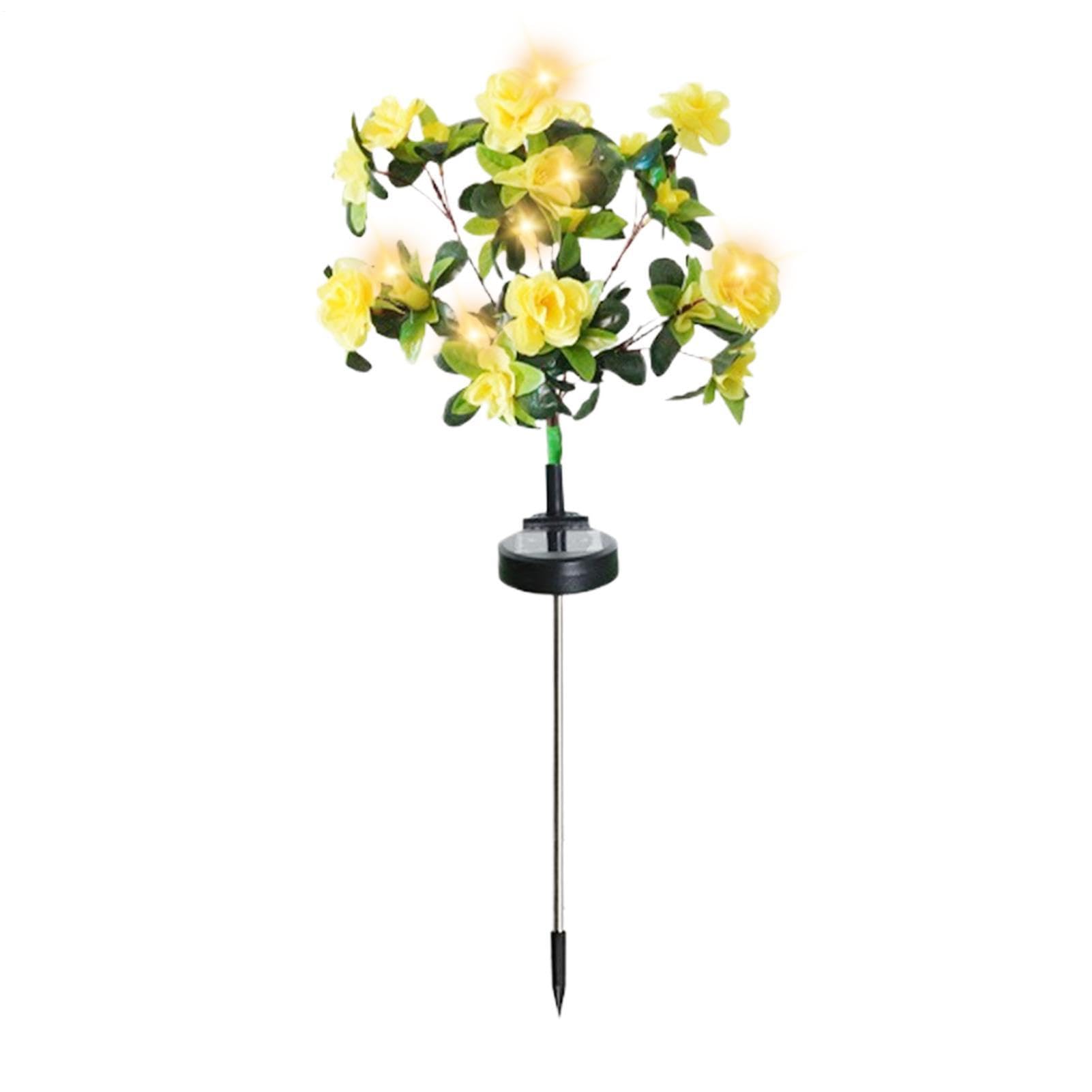 Flores con Luz Solar Floral Artificial de Colores para Tumbas de Césped Exterior