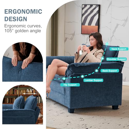 Sillón Plegable Chenille Azul miniatura 6