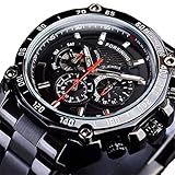 Weiche Retro-Faltschließe aus schwarzem PU-Leder und Edelstahl vervollständigt den eleganten Look und wird mit einer minimalistischen Geschenkbox geliefert