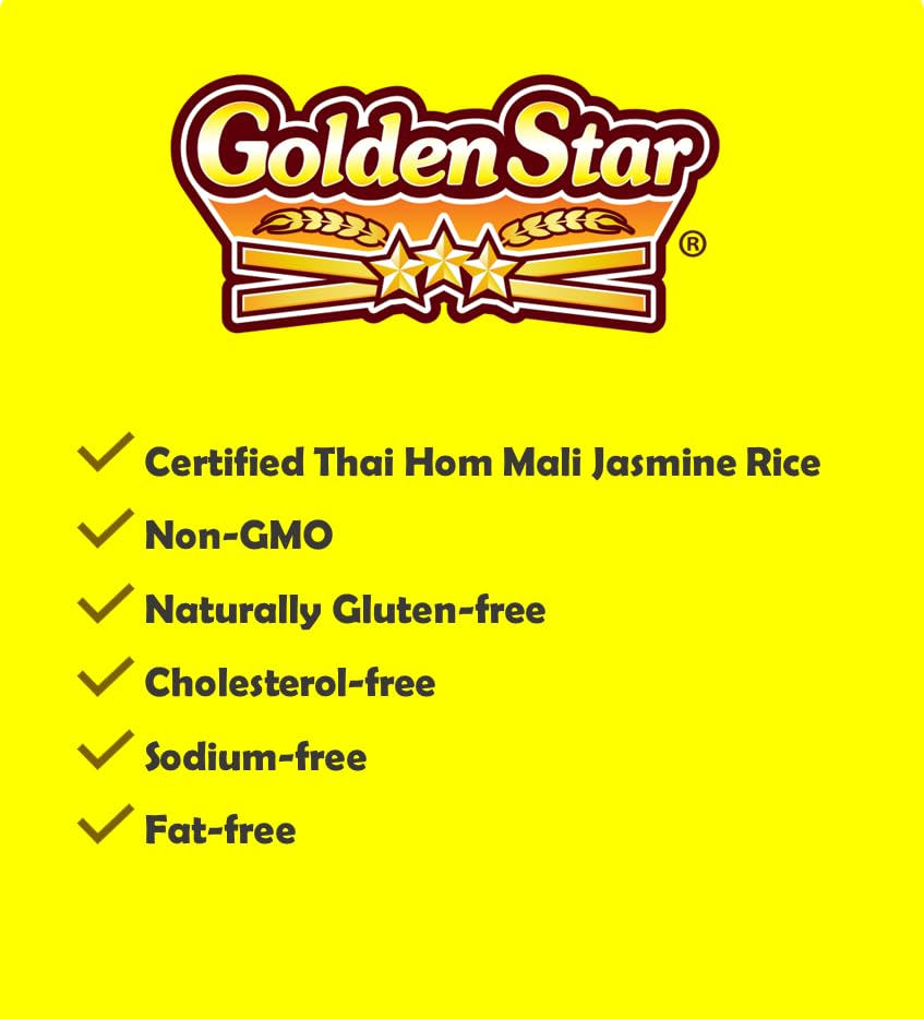 Image of Golden Star Thai Hom Mali White Jasmine Rice - Prime Grade White Rice - 2 lb Bag (Pack of 2)