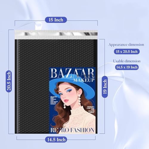 Image of Fuxury Bubble Mailers Bulk 14.5x20 inch 120 Pack Black Large Padded Envelopes | Usable Size 14.5x19 inch Self Seal Bubble Envelopes Padded Mailers Shipping Bags for Mailing book Clothes Small Business #7