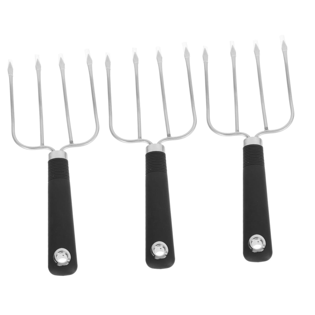 INOOMP 3pezzi Inossidabile Barbecue Fork Antiscivolo Utensile Per Grigliate Per Arrosti Costine Pollame e