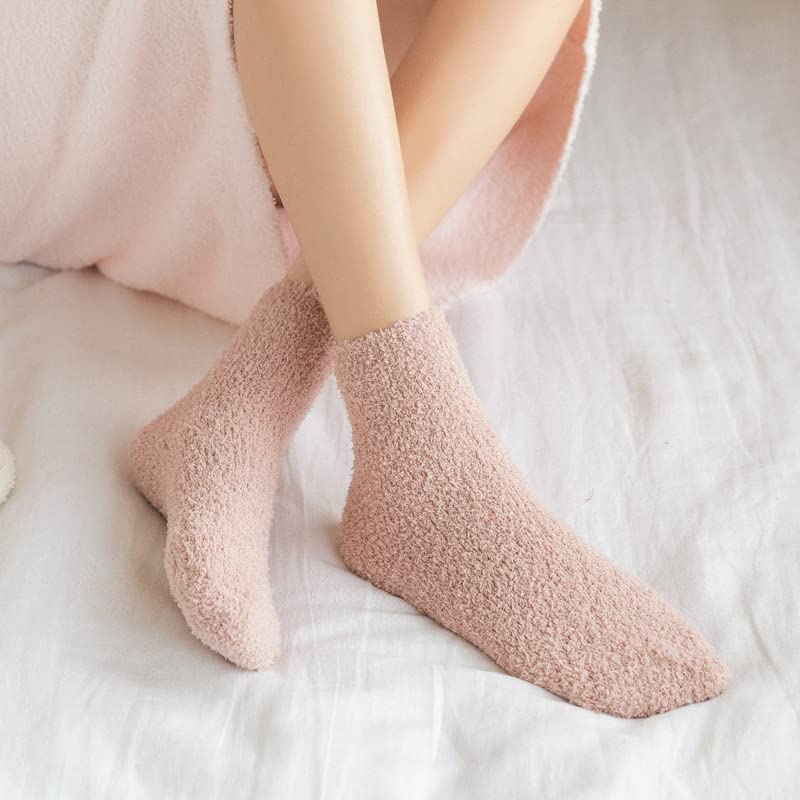 Image of Fuzzy Socks for Women with Grips Fluffy Slipper Sleep Socks Winter Warm Plush Sock Soft Hospital Socks