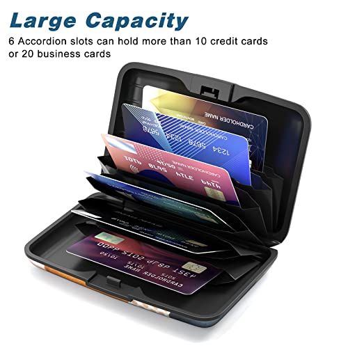 Image of Credit Card Holder, Mini Aluminum Card Wallet RFID Blocking Slim Metal Hard Card Case for Women Men, Abstract Marble