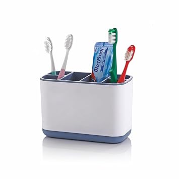 OLMARTT KITCHENWARE 6-Compartment Multi-Purpose Kitchen Organizer for Cutlery, Tools, Cosmetic, Desk, Stationery, and Sink Brushes – Versatile Toothbrush Storage Caddy Detachable top & bottem (Gray) - image, photos