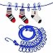 Corde à linge Flexible, Bakicey 2 pièces Cintres 180-360cm réglable Portable Voyage extérieur coupe-vent élastique Corde à linge avec 12 Pièces Clips, Cintres pour Usage Extérieur et Intérieur. (Bleu)