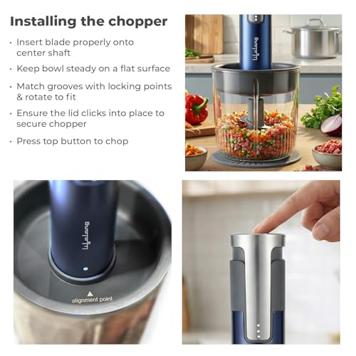 Image of Lifelong Rechargeable 2000mAh Electric Chopper for Kitchen Use| 800ml Glass Bowl | 3x200ml Bowls with Attachments for Vegetable, Onion Chopper, Meat Mincer & Garlic Peeler | Stainless Steel Blades