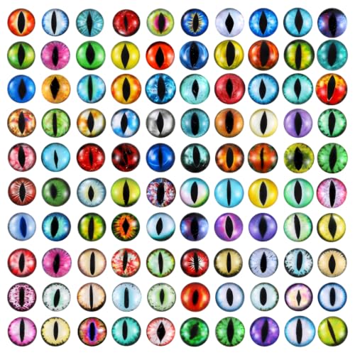 200Pcs Dragon Eyes 8mm Assorted Glass Eye for Crafts Animal Doll DIY Making