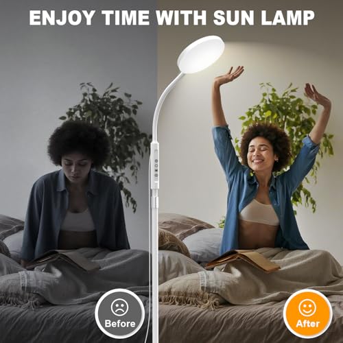 ZAPLIT Floor lamp 20000 Lux Stehlampe & Schreibtischlampe – Höhenverstellbare LED Lichttherapielampe mit 5 Farben & 10 Stufen, Timer und stabiler Basis – Tageslichtlampe für Wohnzimmer, Schlafzimmer