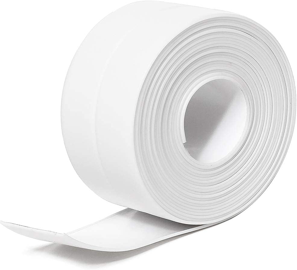 Adhesive Tape - Waterproof Caulk Strip for Kitchen, Bathroom, Shower, Toilet, Sink, Gas Stove, Wall Corner - 1.5 IN x 5 Ft - Ideal Gap Filler for Walls and Joints (White)