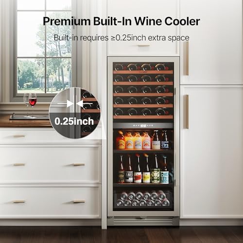 Image of Ca'Lefort 24 Inch Wine & Beverage Center - 112 Can & 40 Bottle | 55-Inch Tall Wine Cellar, Quiet Inverter Compressor, Precise 40-65F Temperature Control, Glide-Out Shelves & Storage Drawer