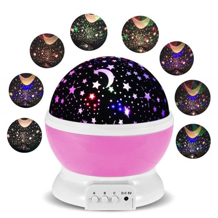 Veilleuse projecteur étoiles pour illuminer la chambre de bébé en rose