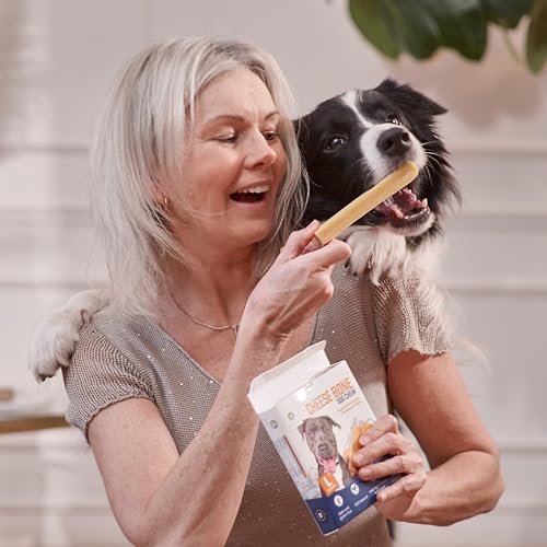 Dilecti Natürliche Käse Kauknochen für Hunde - Sehr Schmackhafte, Harte und Haltbare Natürliche Kauknochen Werden Ihren Hund für Eine Weile Beschäftigen. (Größe L, 3er-Pack)
