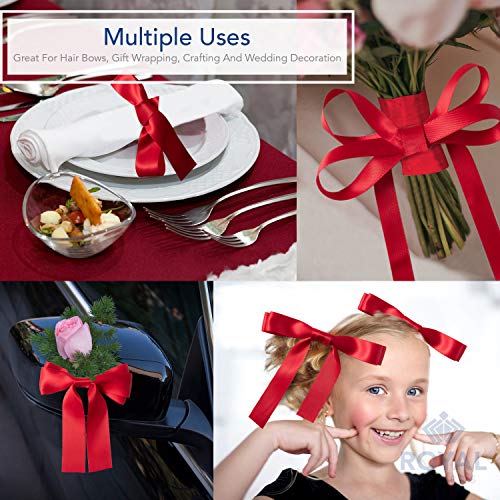 Royal Imports Satin Double Face Fabric Ribbon (1 1/2") For Gift Wrapping, Bow Making, Hair Decoration, Holiday, Wedding, Floral Crafts- 50 Yds Roll - Red #TOP6