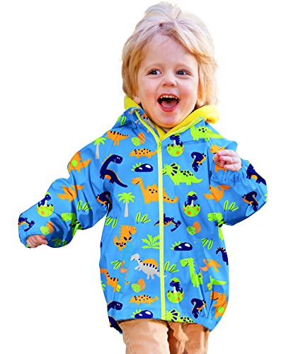 Image of SWISSWELL Toddler Boys Girls Rain Jacket Waterproof Outwear Breathable Rain Coat for Toddler with Detachable Hood 2-7 Years