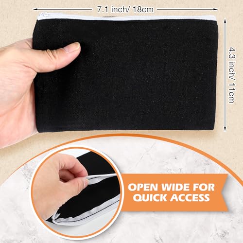 Image of Frienda 50 Pcs Canvas Zipper Pouch Bulk Gift Small Blank Pouch Makeup Bag Cosmetic Toiletry Bag Appreciation Gift for DIY Craft Projects Employee Coworkers Staff Team(Black with White Zipper)