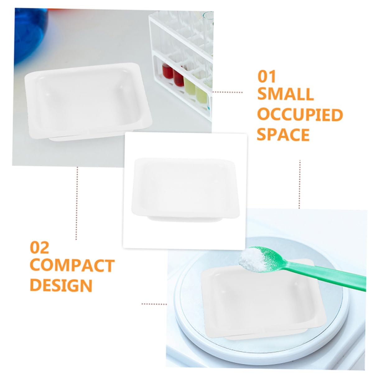 ULTECHNOVO Plateaux de Pesée Fonction Antiadhésive et Facile à Ranger Lot de 10 en Plastique Blanc 100ml pour Laboratoire pour Peser Échantillons et Snacks