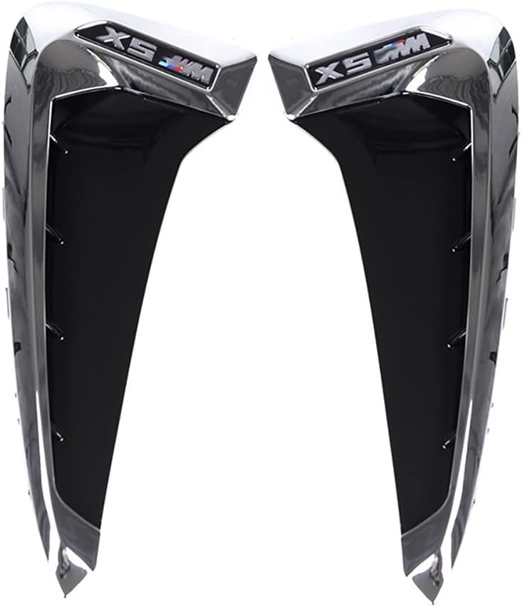 Car Styling For BMW Xdrive Emblem X5 F15 X5M F85 14-18 Shark Gills Side Fender Vent Mesh Decoration 3D Stickers Grille Auto Exterior Accessories (Silver+M)