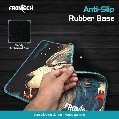 Image of FRONTECH Gaming Mouse Pad | 300mm x 250mm x 2mm | Ultra-Smooth Micro-Textured Surface | Non-Slip Rubber Base | Stitched Edges (MSP-0063 Blue)