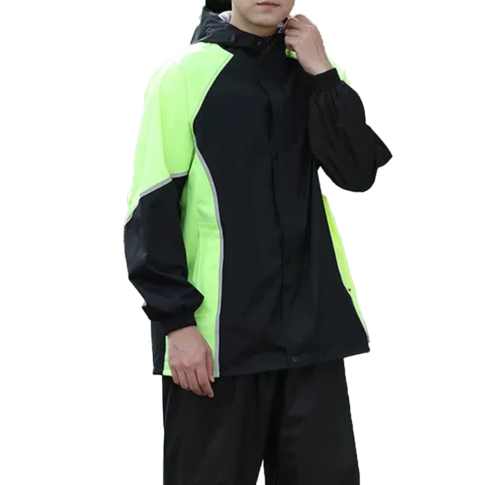 oiujhgCDS Raincoats, Waterproof and Breathable Rain Jacket for Men's, Lightweight Hooded Gear Portable Reusable Rainwear(B,XXL)
