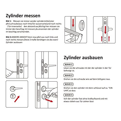Hengsong Schließzylinder 30/30,Zylinderschloss 30 30,Profil-Zylinder,Metallsilber-Knaufzylinder,mit...