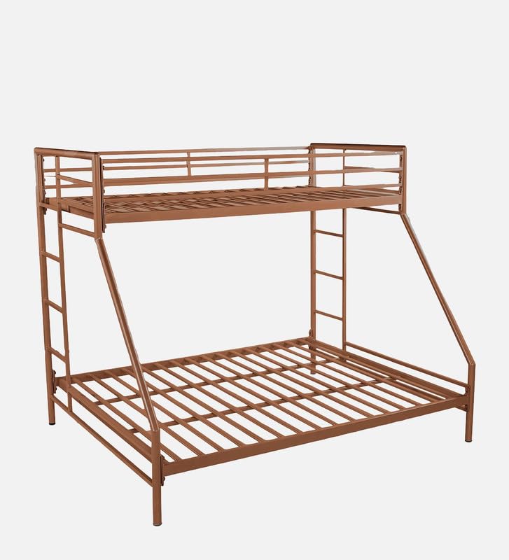 Image of Twin Over Twin Metal Bunk Bed | Bunk Bed Without Storage for Kids & Adult | Double Decker Cot for Kids Room | Space-Saving | Metal Bunker Cot (Mattress Included) (Ivory)