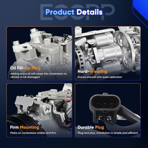 Image of ECCPP A /C Compressor with Clutch Fit for Mercedes-Benz CLS400 SL400 ML350 E300 E400 3.0L 2015-2017 AC Compressor