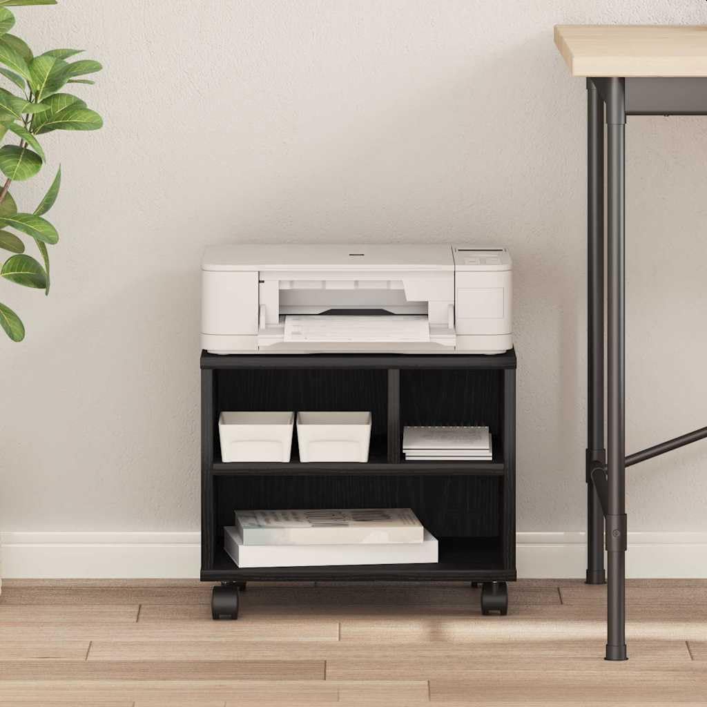 Supporto per stampante con ruote, in legno di quercia nera, 41 x 32 x 34,5 cm, supporto per stampante rettangolare per ufficio e casa, supporto mobile con ruote per stampante