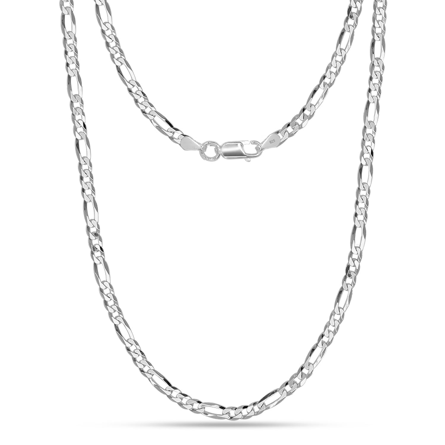 925 Sterling Silver 4mm Figaro Chain Necklace | BIS Hallmarked Sterling Silver Diamond Cut Solid Figaro Link Chain Necklace for Teen and Women 16,18,20,22,24,26 Inches-image-15