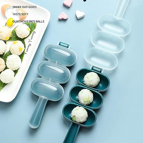 BWESOO 2Pcs Blue Silicone Rice Ball Mold, Sushi Plates, DIY Sushi Shake Rice Ball Maker, Ball Shaped Kitchen Tools for Kids and Home DIY Making Kit