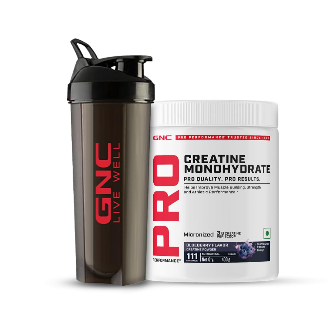 GNC Creatine Monohydrate With Black Shaker (750ml)| 400gm | Blueberry | Boosts Athletic Performance | Fuels Skeletal Muscles | Supports Intense Workout | Promotes Cellular Hydration |Formulated In USA