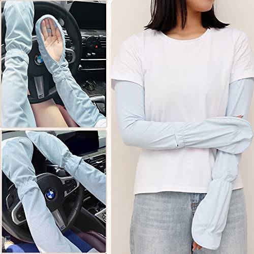 YIMIKE Manchons de bras, gants de protection solaire UV pour femme, coupe ample, protection UPF 50+ pour la peau rafraîchissante, noir, Big – vue 7