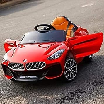 SRECAP Battery Operated Electric Ride on Car for Kids with Rechargeable 12V Battery, Music, Lights and Swing (RED)