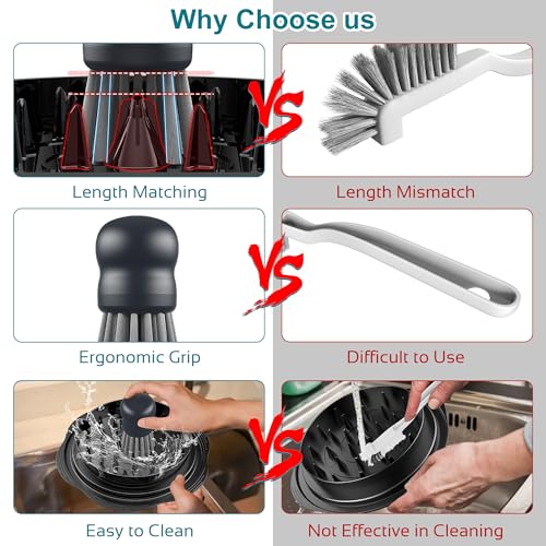 Image of Mini Dish Brush for Cleaning Chicken Shredder, Palm Brush Dish Scrubber with Ergonomic Grip, Kitchen Brush for Washing Dishes, Pans, Pots, Sink (1, Gray)