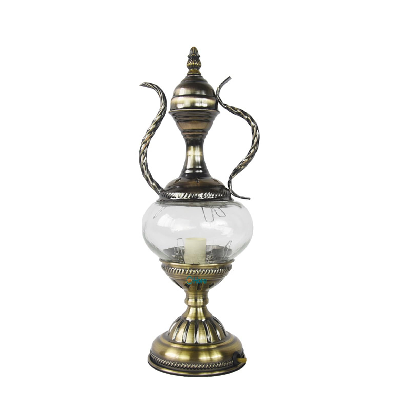 Turkish Handmade DIY Materials Plain Table Lamp, Moroccan Mosaic Embryo Table Lamp, Portable Desk Bedside Glass Lamp with Vintage Lamp Shade for Couples Parent-Child (Lamp E)