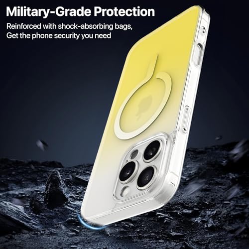 Image of eller sante Maven Magpro Back Cover Case for iPhone 16 Pro Scratch Resistant Camera Screen Protector TPU Shockproof 10ft Drop Protection Support Mag-Safe Wireless Charging- Light Yellow