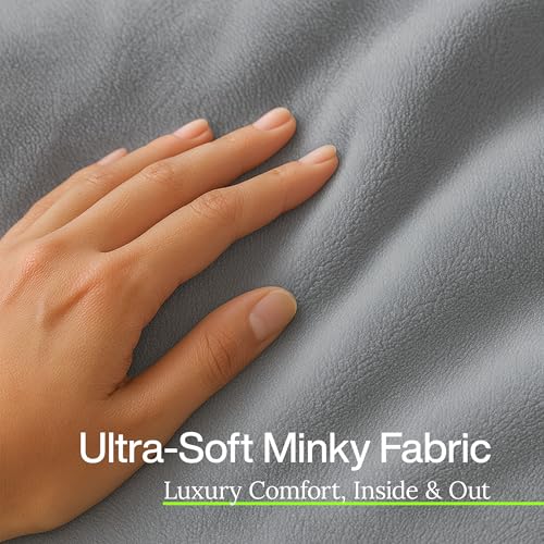 Image of HomeSmart Queen Size Weighted Blanket Cover - Ultra Soft Minky Frabic, Grey, Fits 88 inchx88 inch Weighted Blanket (Cover Only)