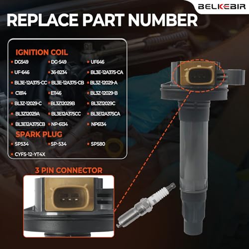 Image of Set of 6 Ignition Coil Packs & Iridium Spark Plugs Compatible with 3.5L V6 Turbo Ford F150 Expedition Explorer Flex Taurus Transit 150 250 350 HD, Lincoln MKS MKT Navigator Replace UF646 DG549 SP534